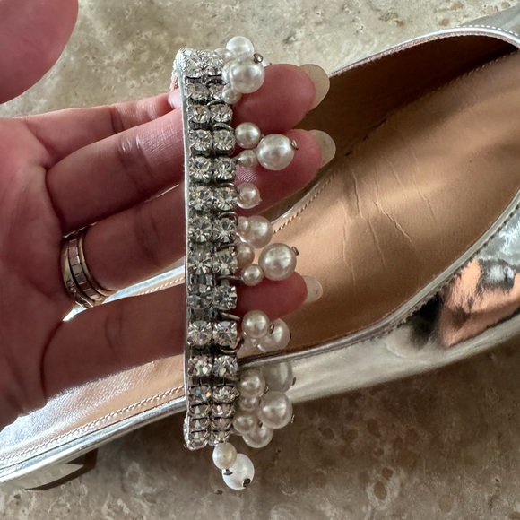 Metallic Silver Aquazzura Flats size 38 - Picture 5 of 6